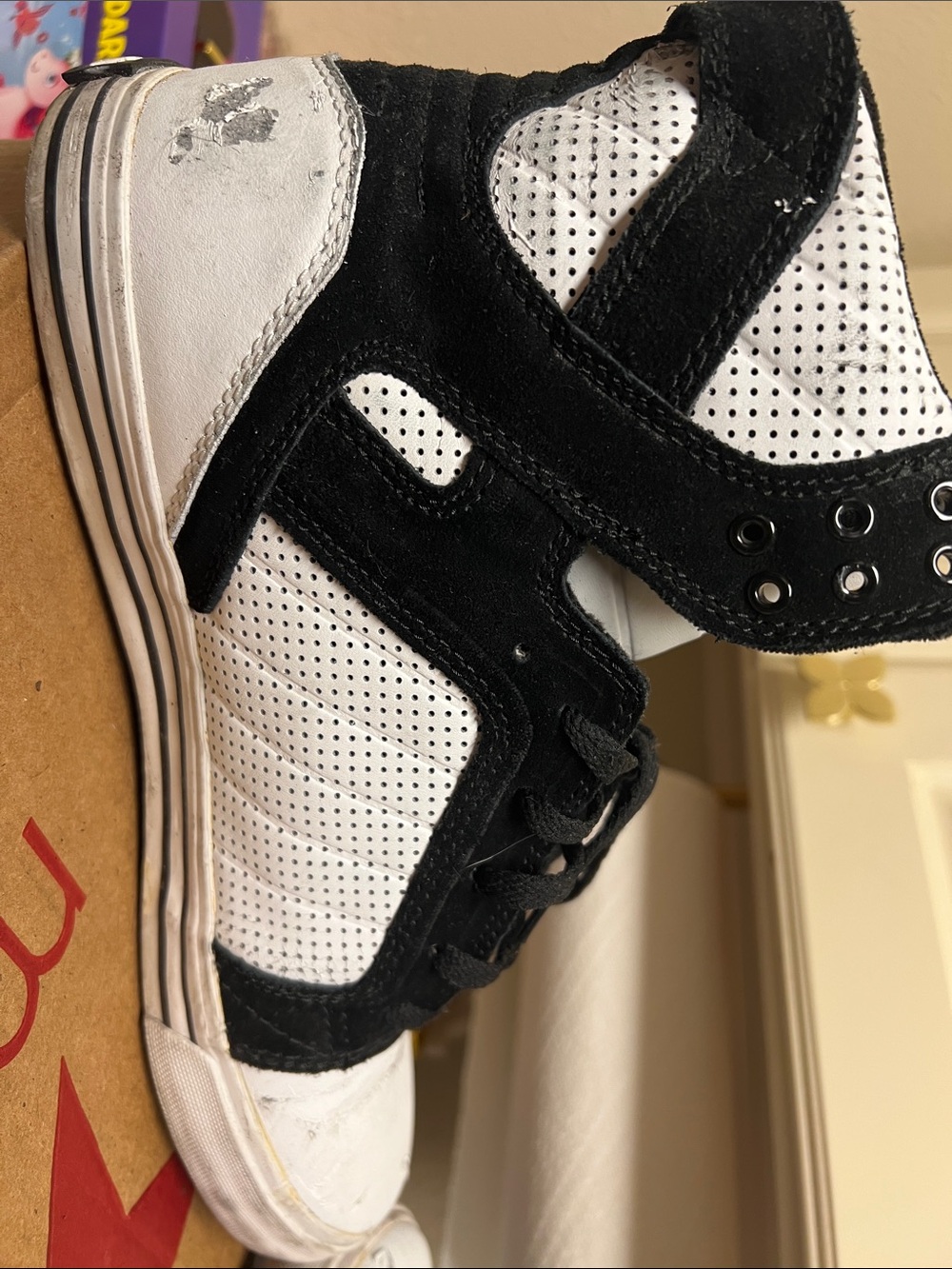 SUPRA Footwear Muska 001 White & Black High-Top Sneakers - Picture 6 of 6